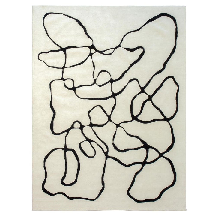 Squiggle Rug-Ivory/Black-8 x 10