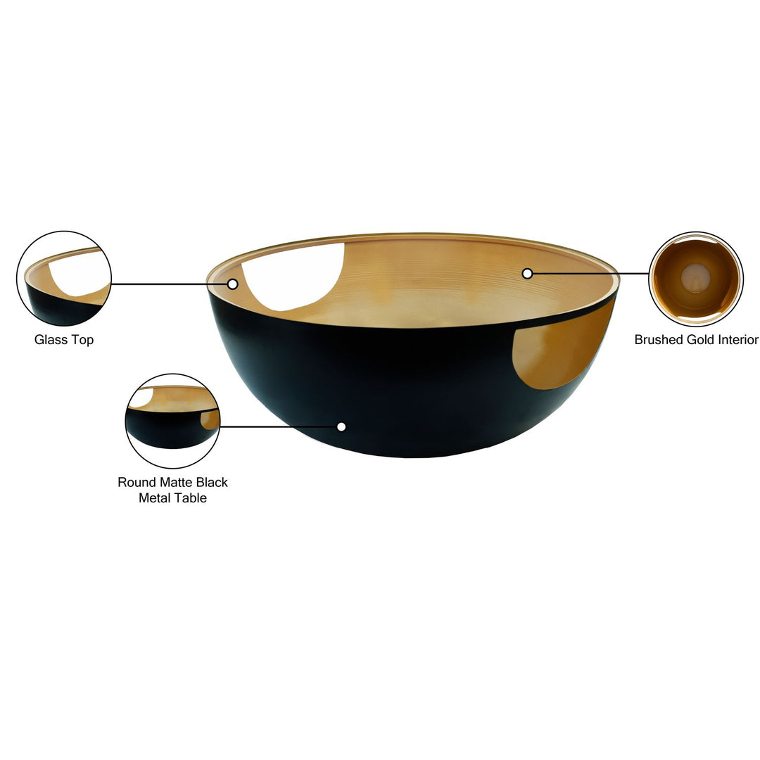Doma Glass Top And Iron Base Coffee Table — Black