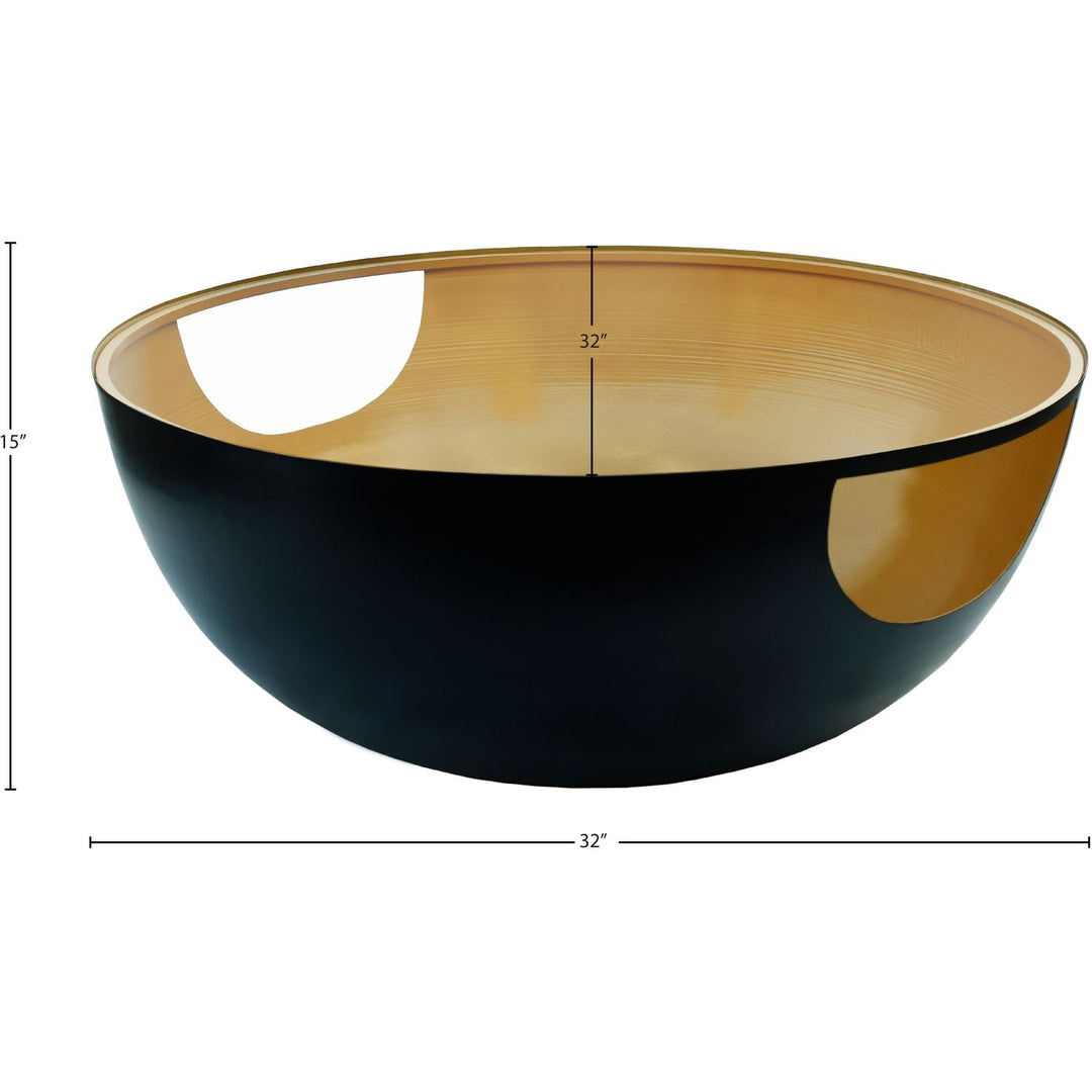 Doma Glass Top And Iron Base Coffee Table — Black