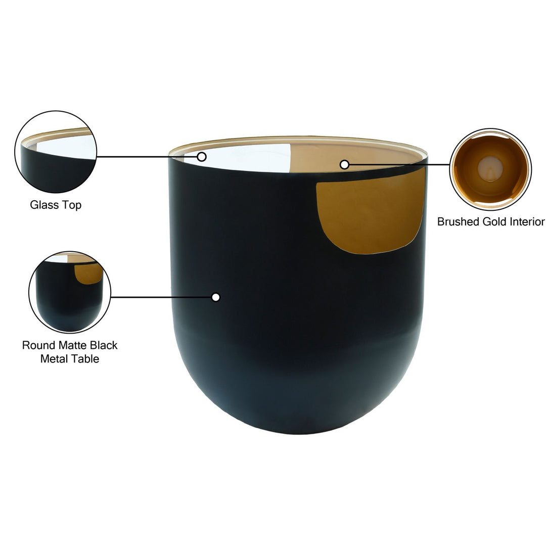 Doma Glass Top And Iron Base End / Side Table — Black