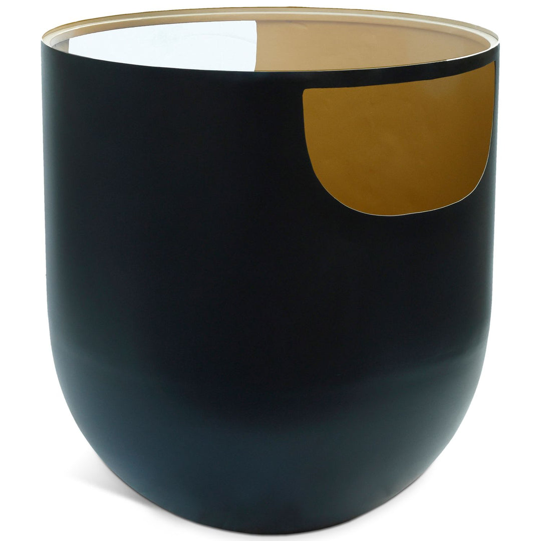 Doma Glass Top And Iron Base End / Side Table — Black
