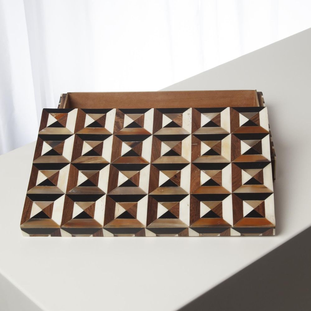 Boxes Triangle Marquetry Box-Lg