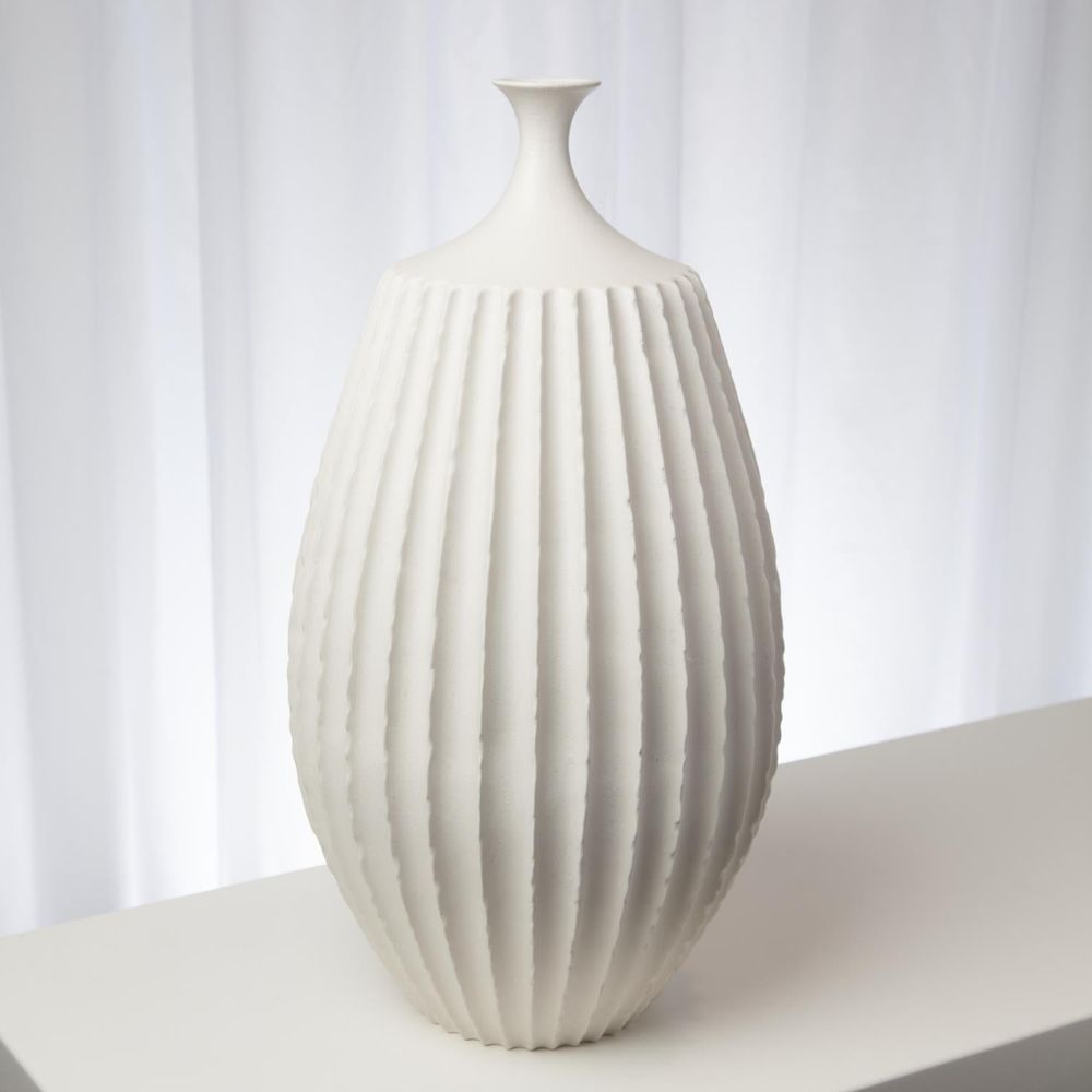 Sawtooth Vase - Rustic White - Lg