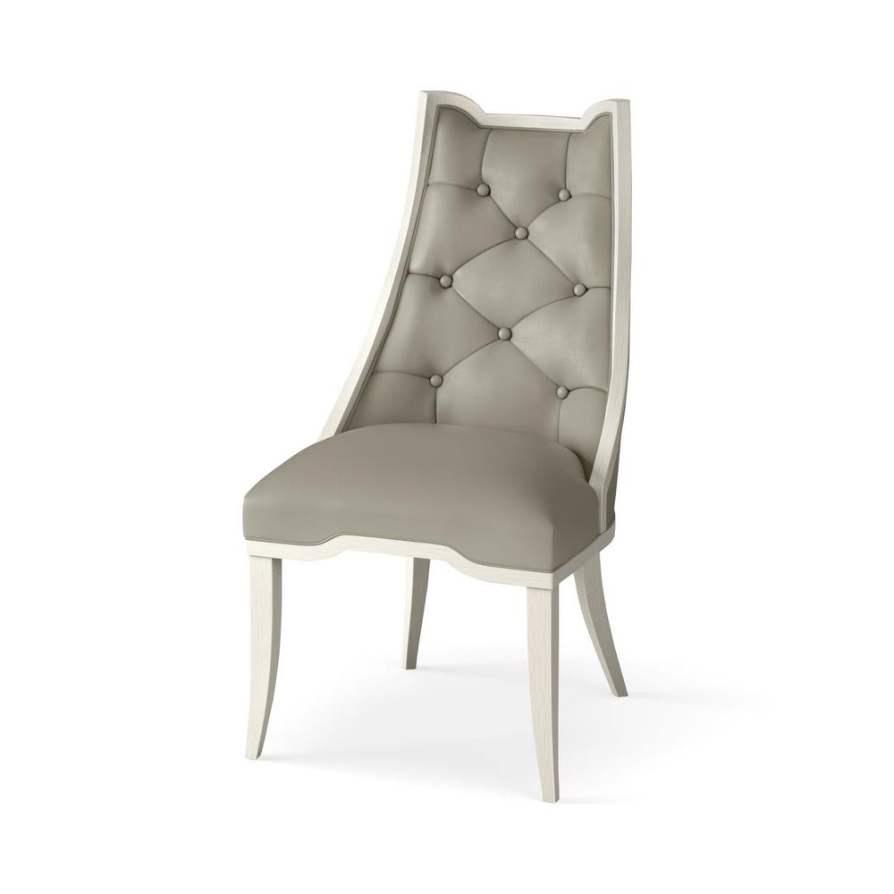 Dining Chairs Logan Dining Chair-Antique White-Chesterfield Grey Leather