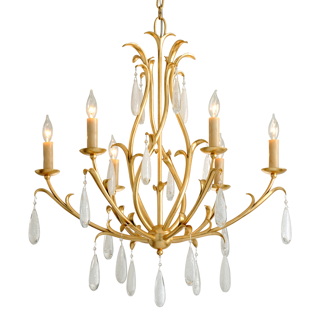 Prosecco Chandelier - Gold Leaf 6 Lights