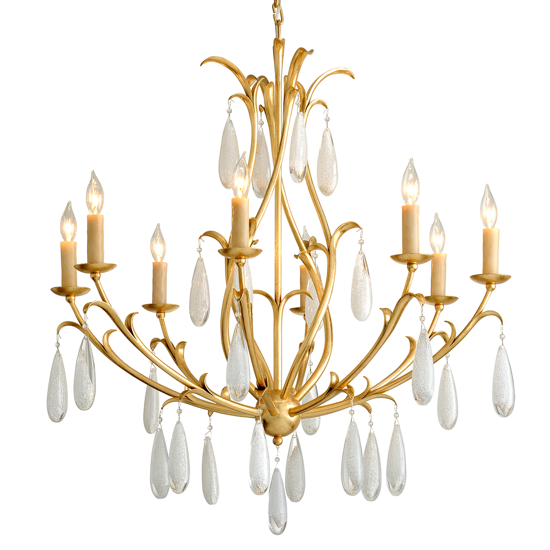 Prosecco Chandelier - Gold Leaf 8 Lights