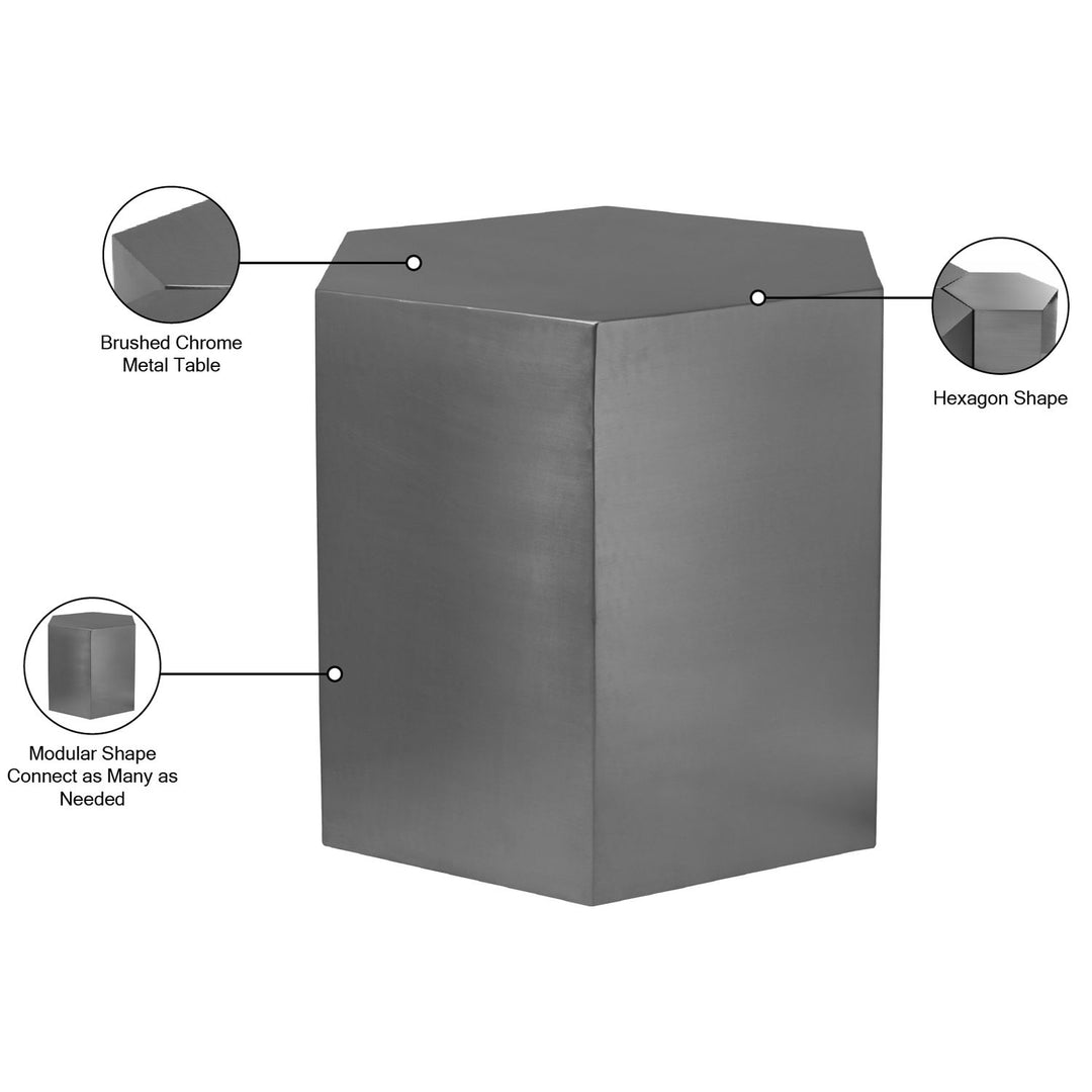 Hexagon Iron End / Side Table — Chrome