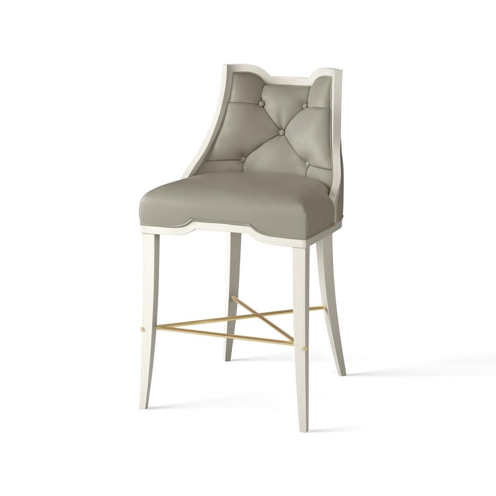 Bar & Counter Stools Logan Counter Stool-Antique White-Chesterfield Grey Leather