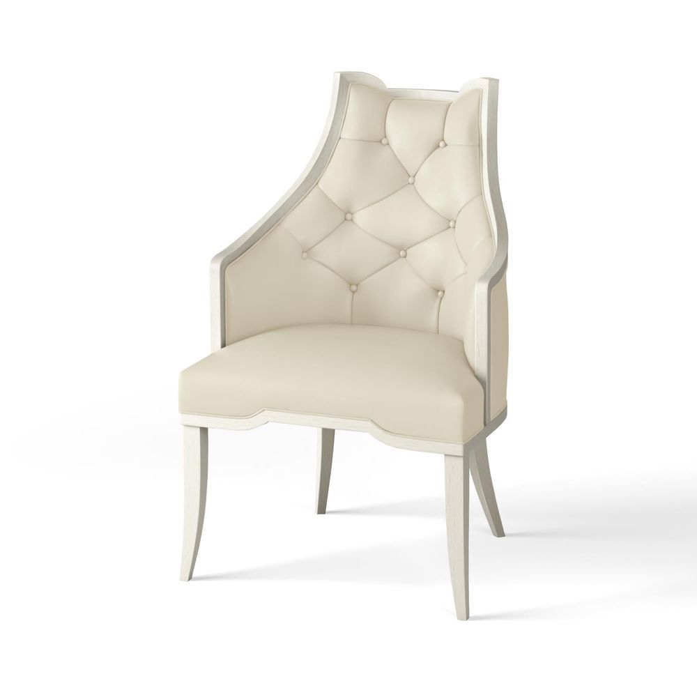 Dining Chairs Logan Arm Chair-Antique White-Milk Leather