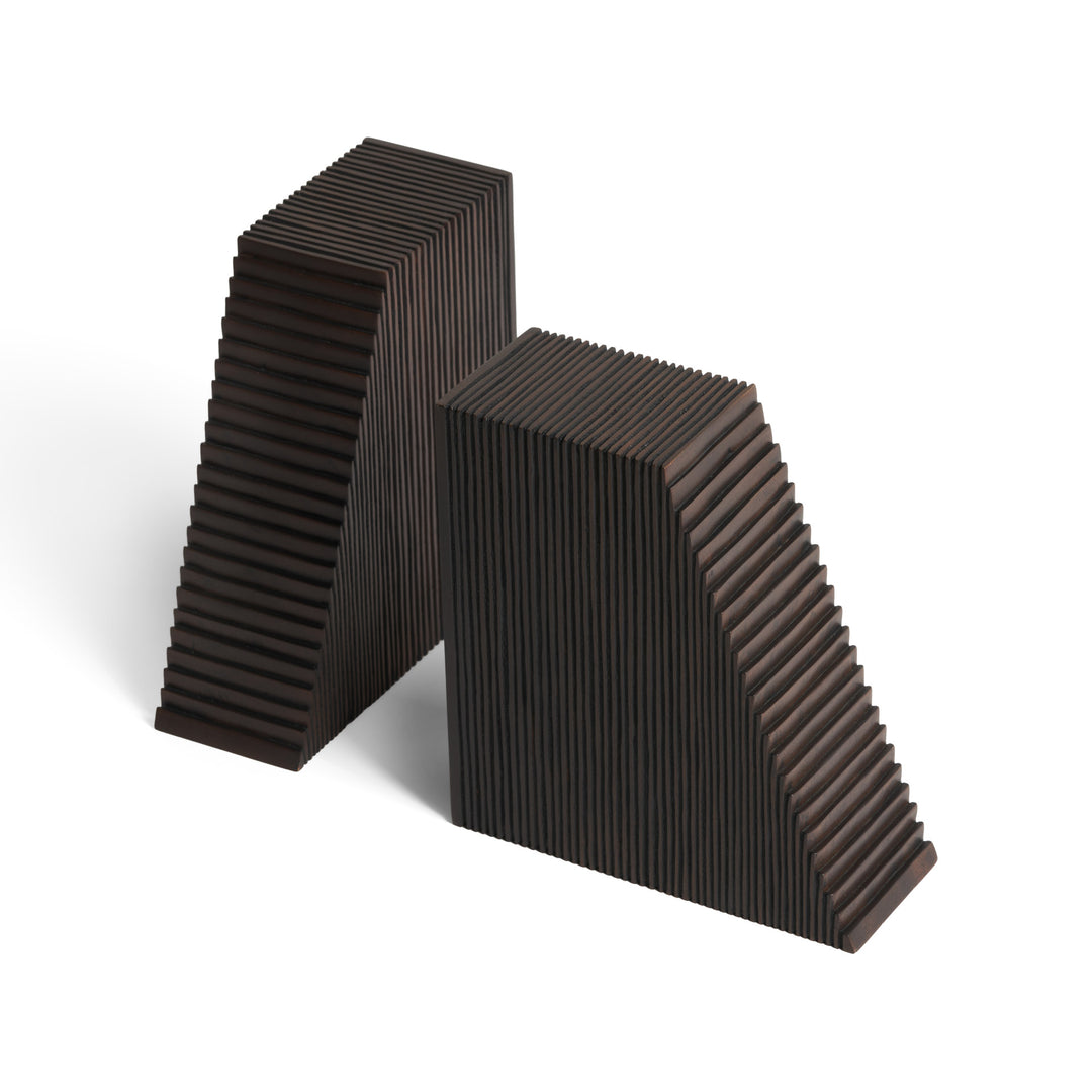 Grooves Book Ends - Brown