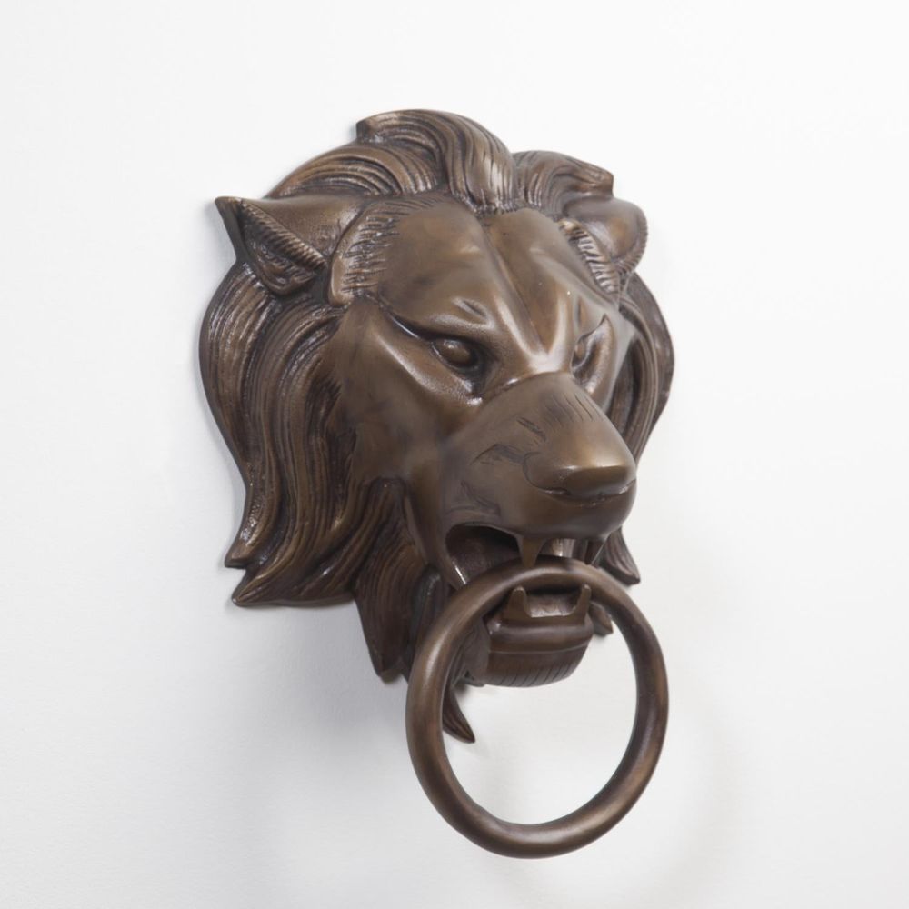 Decorative Objects Lion Head Door Knocker-Antique Brass