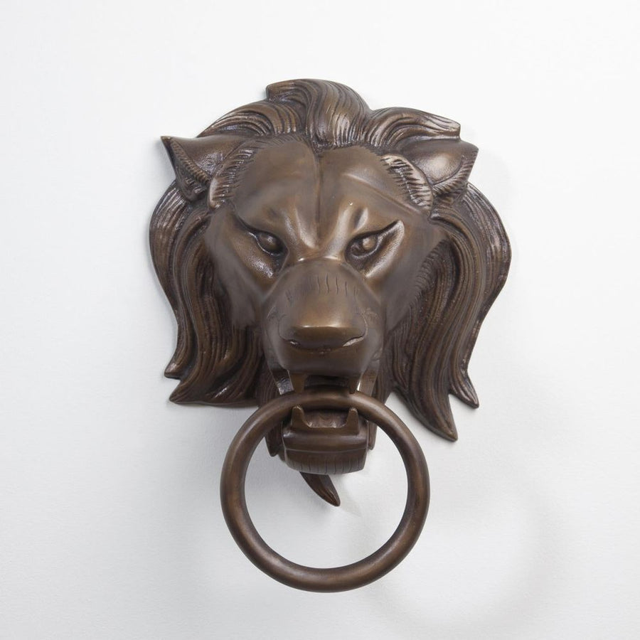 Decorative Objects Lion Head Door Knocker-Antique Brass