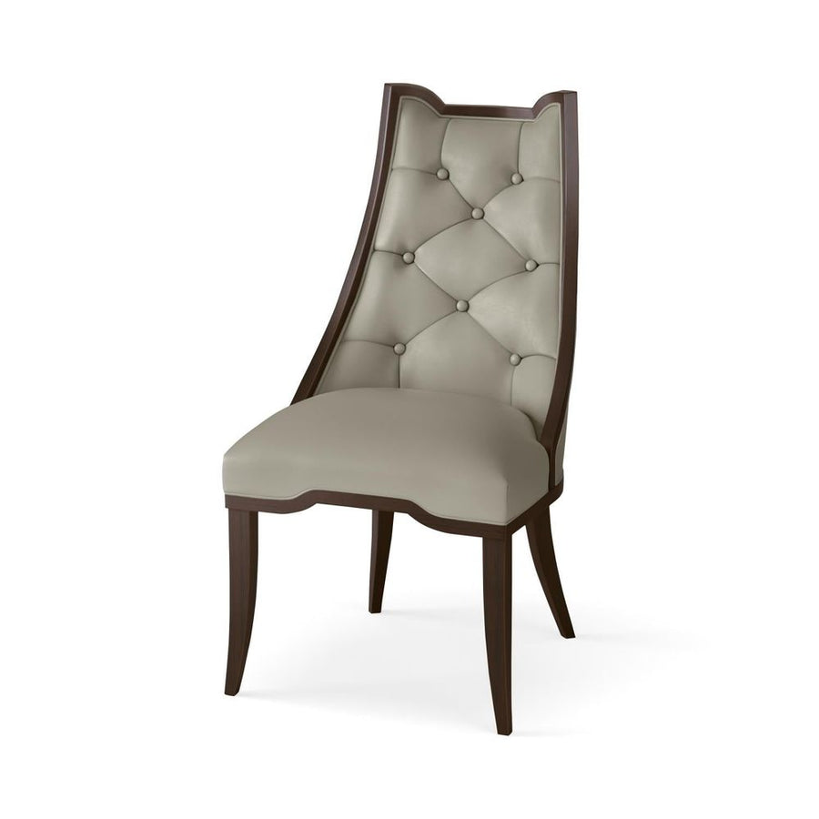 Dining Chairs Logan Dining Chair-Walnut-Chesterfield Grey Leather