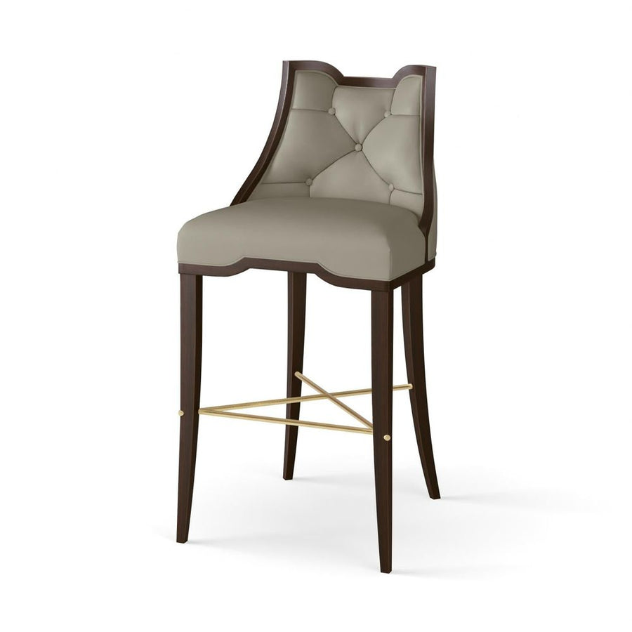 Bar & Counter Stools Logan Bar Stool-Walnut-Chesterfield Grey Leather