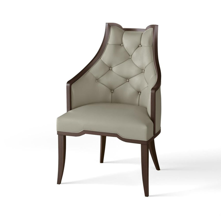 Dining Chairs Logan Arm Chair-Walnut-Chesterfield Grey Leather
