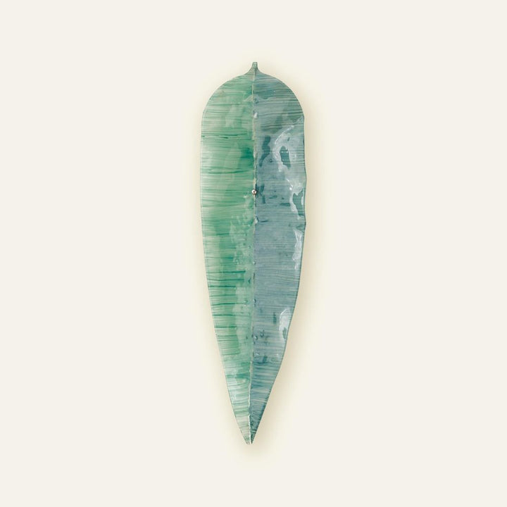 Wall Decor Glass Wall Leaf-Blue/White