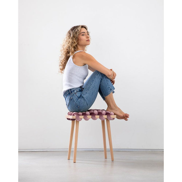 Stools & Ottomans Mauve Velvet Woven Stool