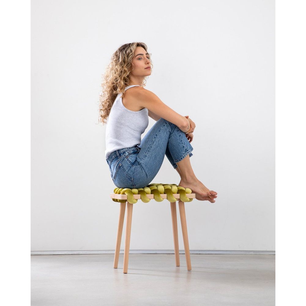 Stools & Ottomans Citron Velvet Woven Stool