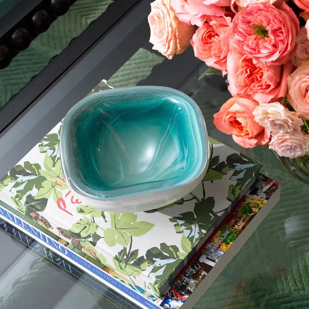 Bowl Aureum Dark Green White Glass - image 2