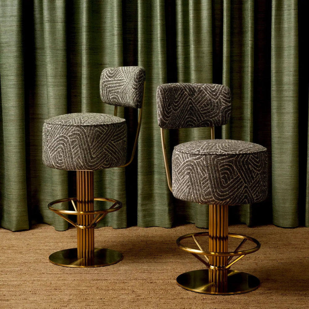Counter Stool Carleton With Back Camari Green Brushed Brass Finish - image 2