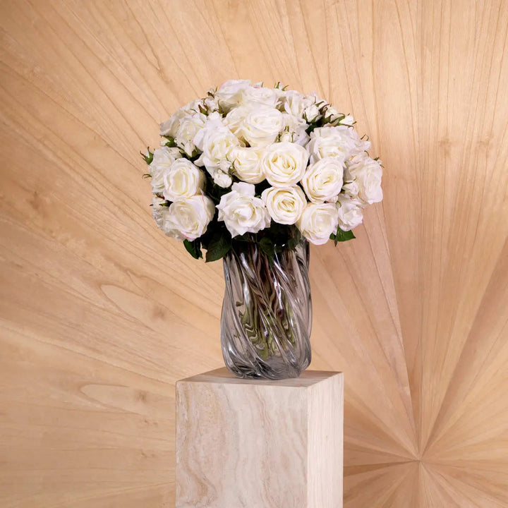 Bouquet Of Roses Two Tone White Real Touch 72 Pcs/2 Varieties - image 2
