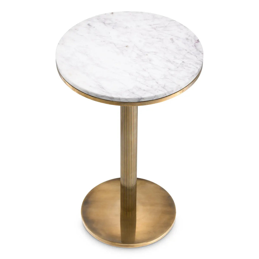 Side Table Tavolara Vintage Brass Finish White Marble - image 2