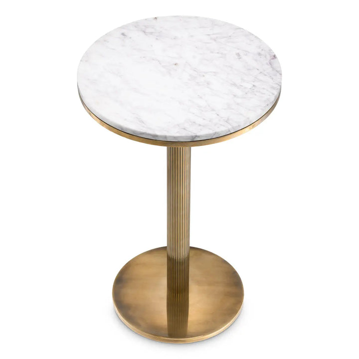 Side Table Tavolara Vintage Brass Finish White Marble - image 2
