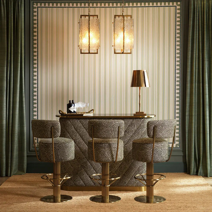 Bar Stool Carleton With Back Camari Green Brushed Brass Finish - image 2