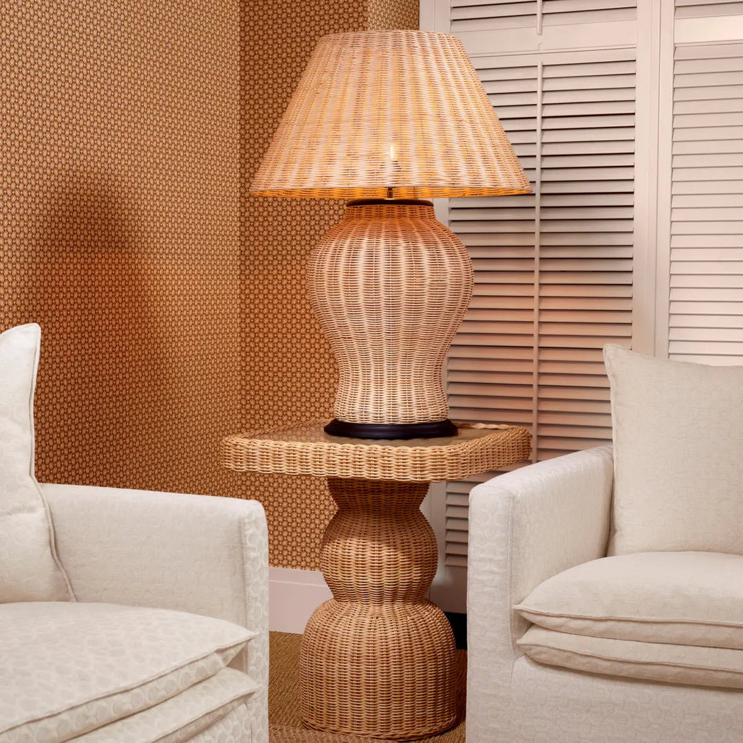 Side Table Tiago Square Natural Rattan Incl Glass Top - image 2