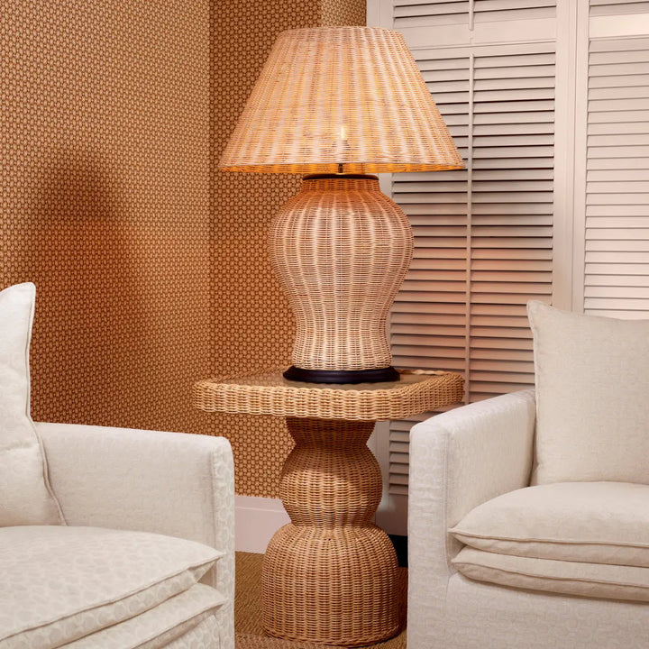 Side Table Tiago Square Natural Rattan Incl Glass Top - image 2