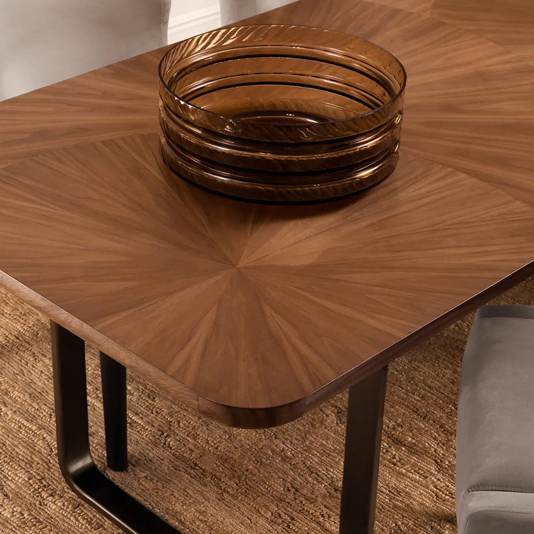 Dining Table Rucello Light Walnut Veneer Bronze Finish - image 2