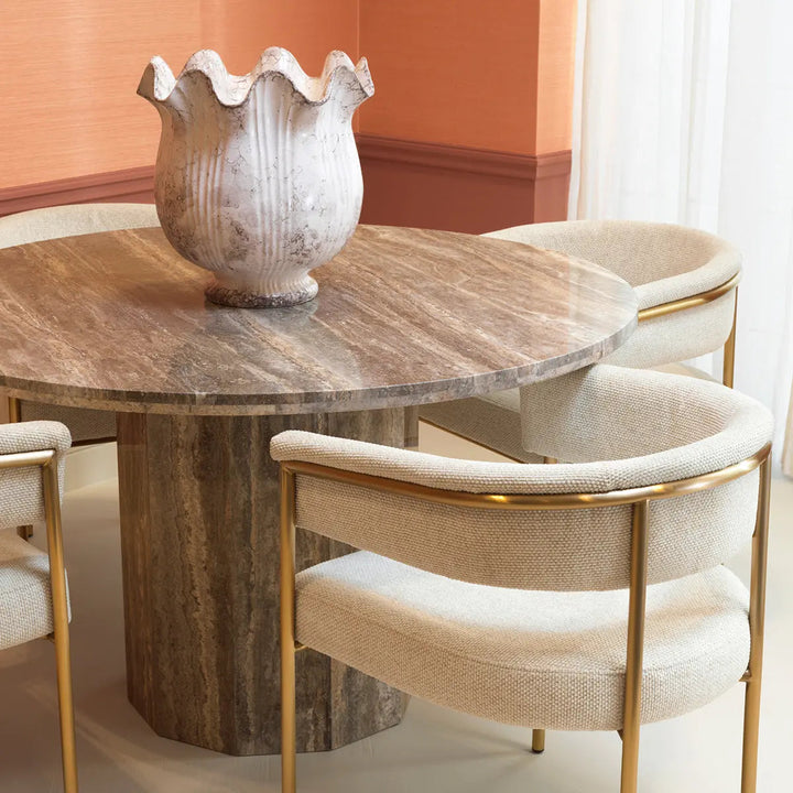 Dining Chair Gainsley Axton Off-White Brushed Brass Finish - image 2