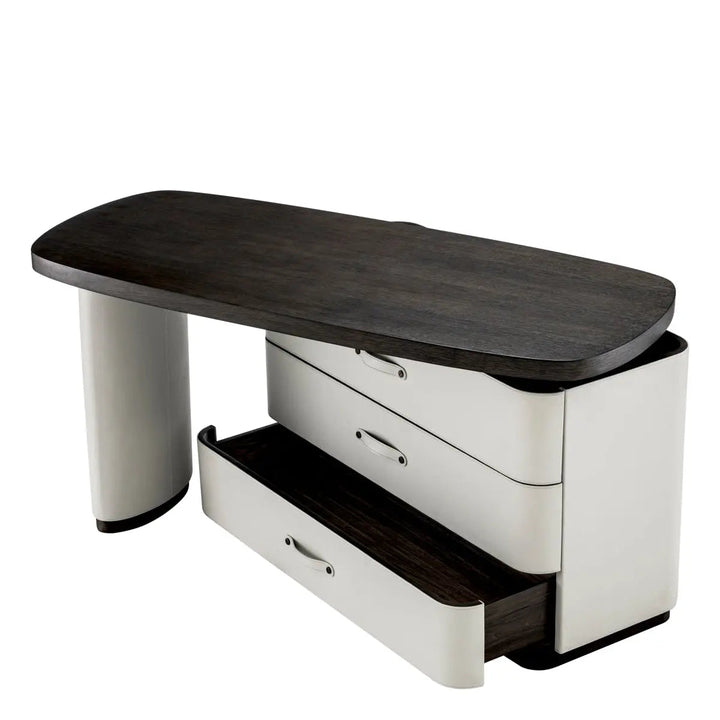 Desk Numana Mocha Straight Oak Veneer Faux Leather - image 2