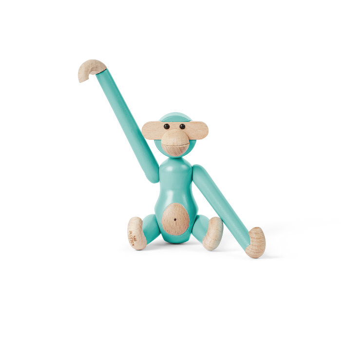 Kay Bojesen Monkey, Mini, Turquoise, H: 3.7"