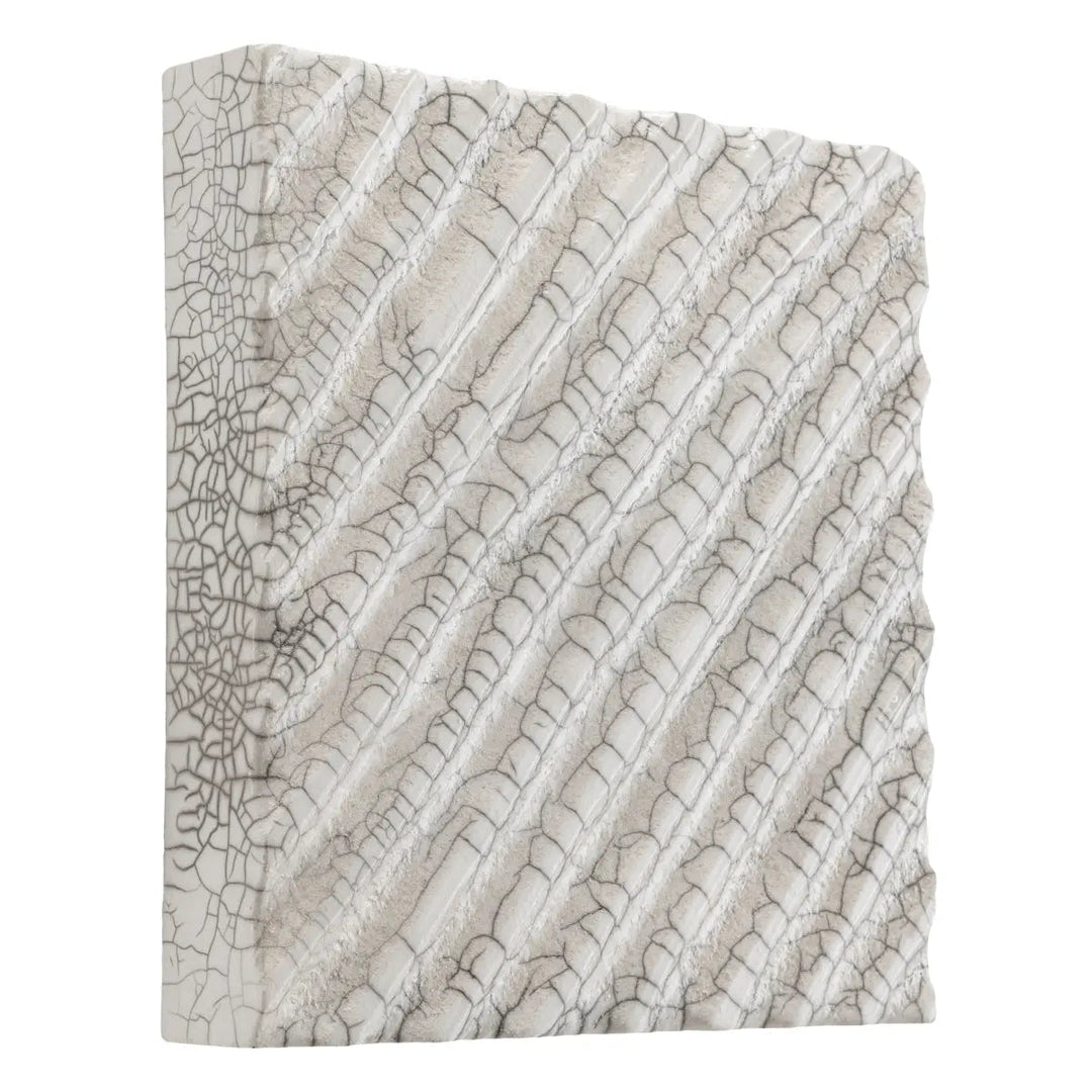 Wall Decoration Division Diagonal Raku Ceramic Crackled White - image 2