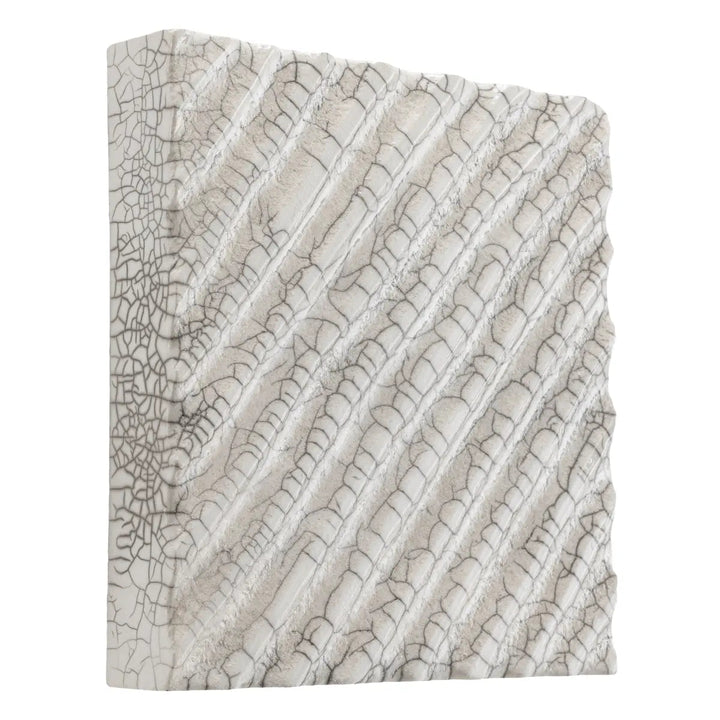 Wall Decoration Division Diagonal Raku Ceramic Crackled White - image 2