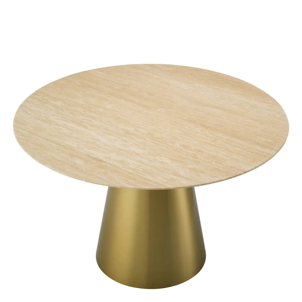 Dining Table Nathan Brushed Brass Finish Travertine - image 2