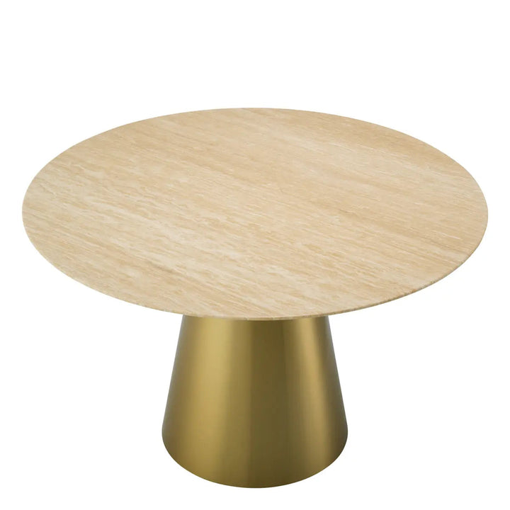 Dining Table Nathan Brushed Brass Finish Travertine - image 2