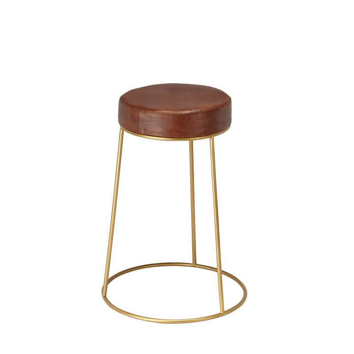 Henry Round Leather Counter Stool-Jamie Young-JAMIEYO-LS20HENCSBR-Stools & OttomansBrown-1-France and Son