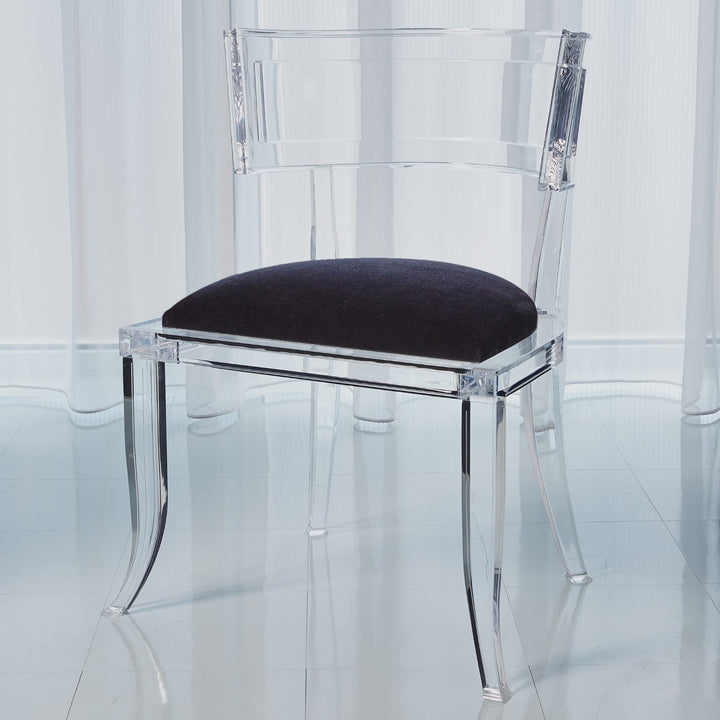 Klismos Acrylic Chair with Mohair Seat