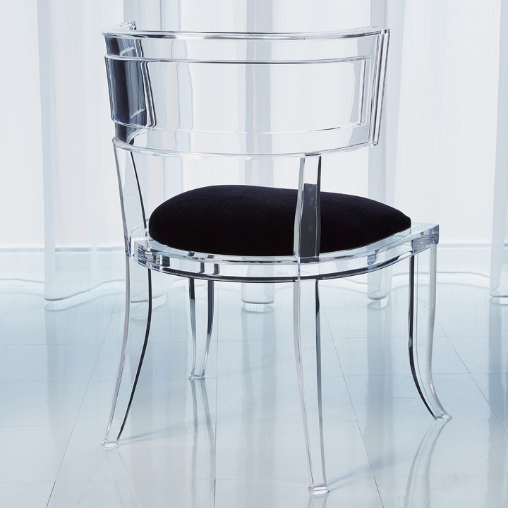 Klismos Acrylic Chair with Mohair Seat