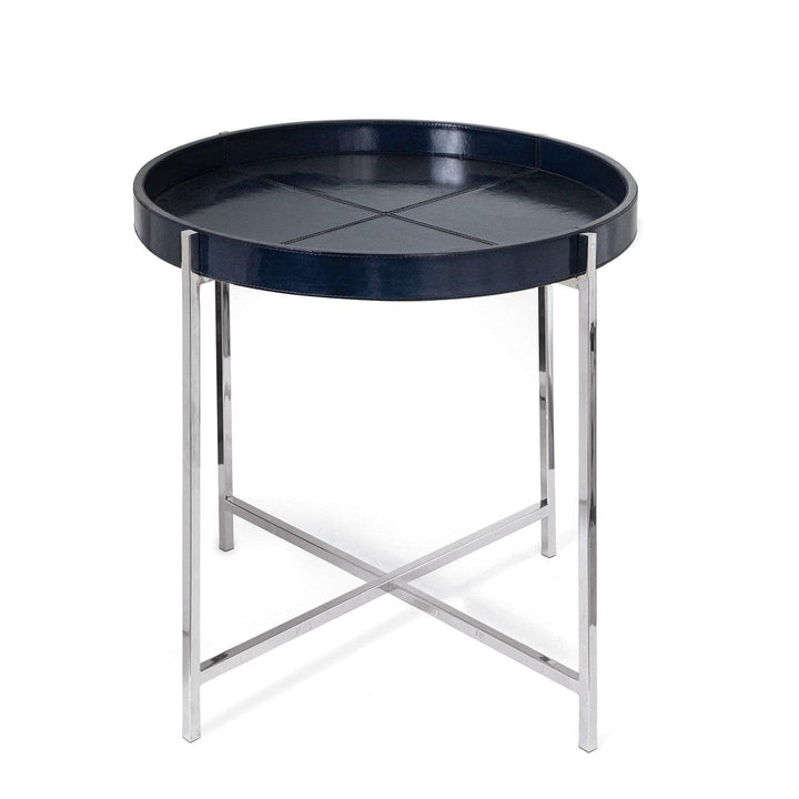 Derby Leather Tray Table-Regina Andrew Design-RAD-30-1173BL-Side TablesBlue-5-France and Son