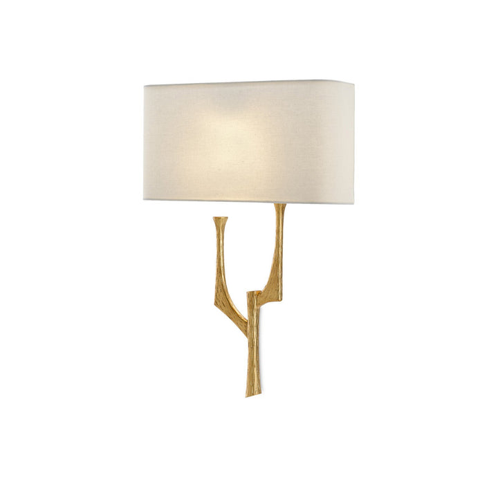 Bodnant Gold Wall Sconce, White Shade, Right