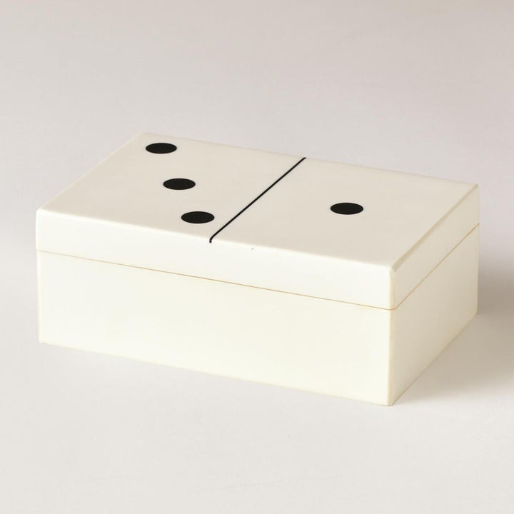 Boxes Dominoes Box-White w/Black Dots-Lg