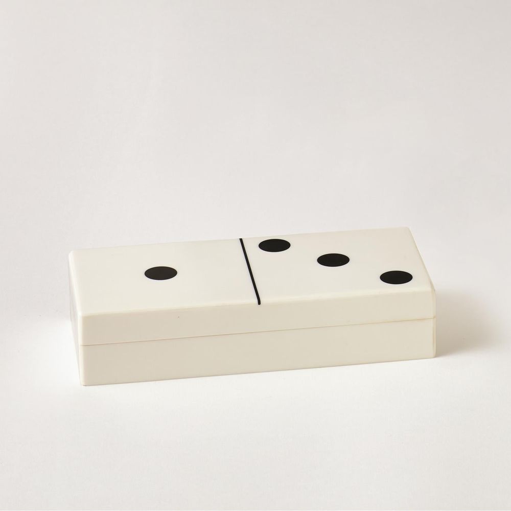 Boxes Dominoes Box-White w/Black Dots-Lg