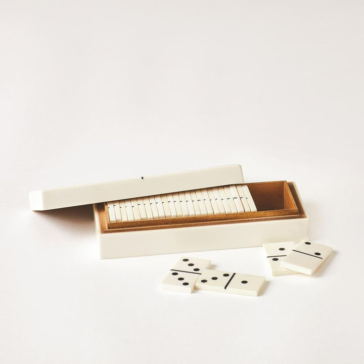 Dominoes Box-White w/Black Dots-Lg
