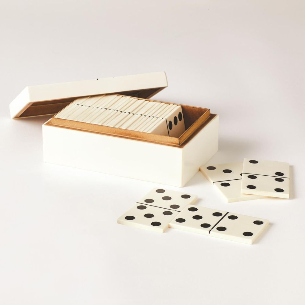 Boxes Dominoes Box-White w/Black Dots-Lg
