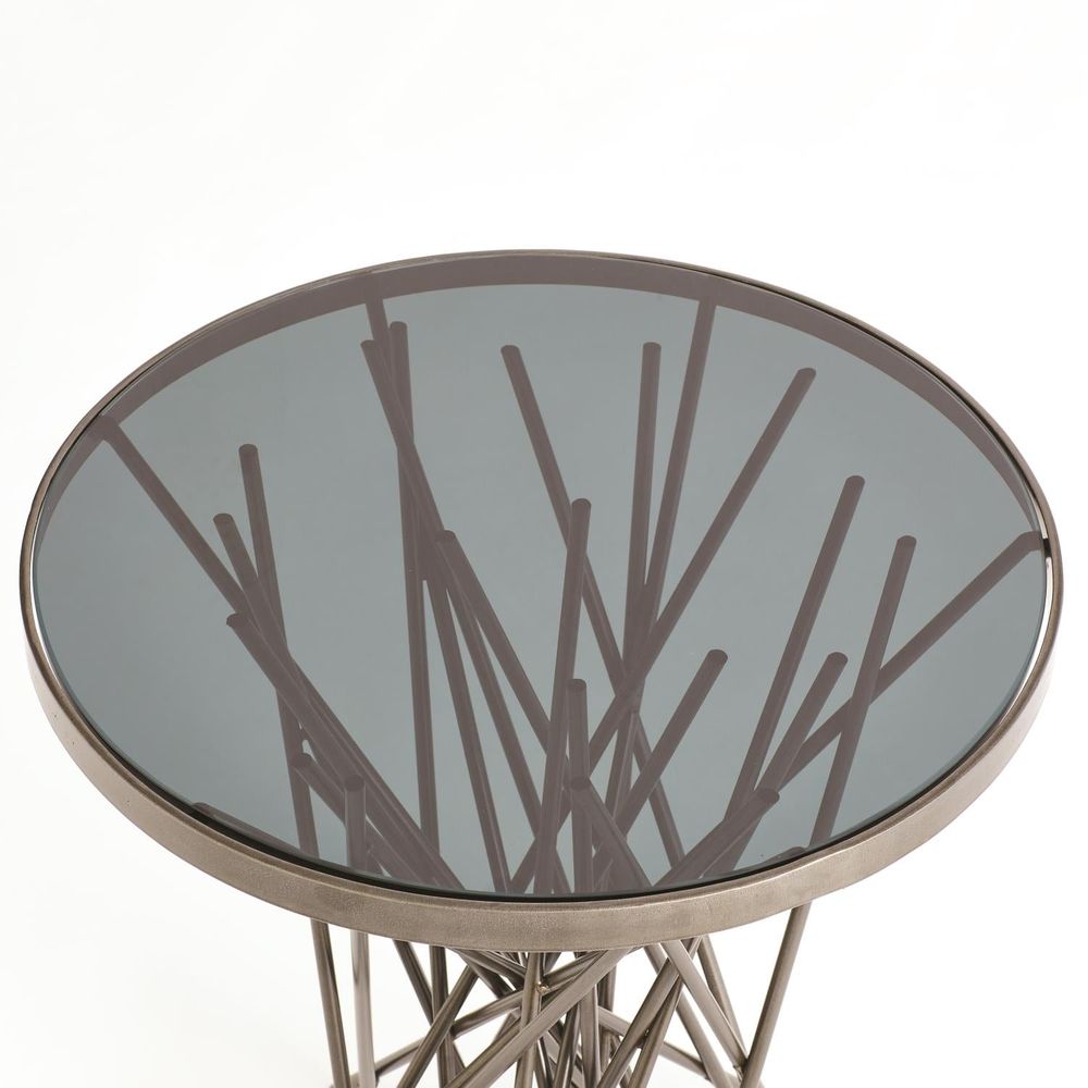 Side Tables Stix Side Table w/Smoke Glass-Light Gunmetal