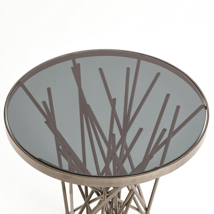Side Tables Stix Side Table w/Smoke Glass-Light Gunmetal