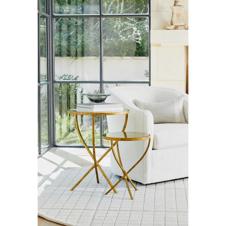 Side Tables Hammered Tripod Table-Antique Gold-Lg